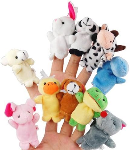 FunRun 10pcs Finger Puppets Cloth Plush Doll Baby Educational Hand Cartoon Animal Toys, Baby Story Time Props