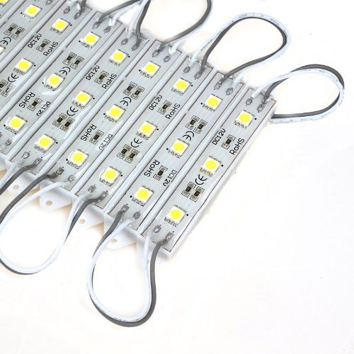 SODIAL(R) 20Stk. 5050 SMD 3-LED Modul weiss wasserdicht Module 12V - 3