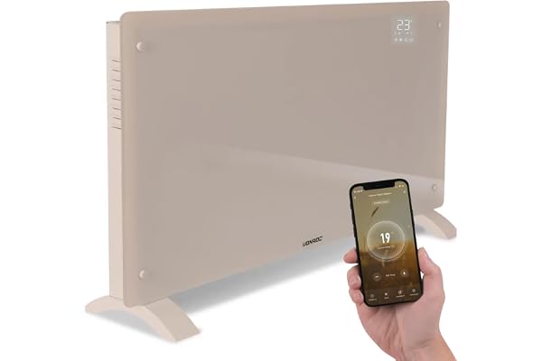 VONROC Konvektorelement 2500 W med WiFi och glaspanel | Elektriskt element för rum upp till 30 m² – appstyrning, timer, termo