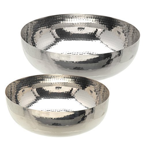 Alu Dekoschale Schale Obstschale Dekoschalen Set Gehämmert Silber Deko Schüssel (2er-Set)