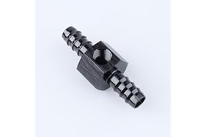 AC PERFORMANCE 3/8" Barb with 1/8" NPT Sensor Gauge/Gage Port Hose Tube Fitting Fuel Pressure Take Off Adapter Aluminum Black
