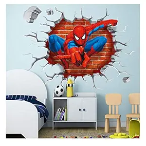 Wallgenics 3D Spiderman Wall Poster, Wallpaper, Wall Sticker Home Decor Stickers for Bedroom, Living Room, Hall, Kids Room, Play Room, Pack of 1