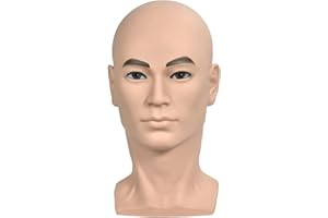 MIAOMANZI Testa calva di manichino per formazione e cosmesi professionale, per la creazione e l’esposizione di parrucche, con morsetto incluso
