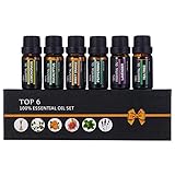 Aceites Esenciales perfecto juego que contiene 6 aceites de aromaterapia más populares en naranja, lavanda, Árbol del Té, menta, eucaliptos,Lemongrass Uso sugerido: aceites de aromaterapia, aceite para los difusores,Humidificador aceites,los quemadores de aceite,Spa y purificador de aire. Lista de embalaje: 6*10ml aceite esencial