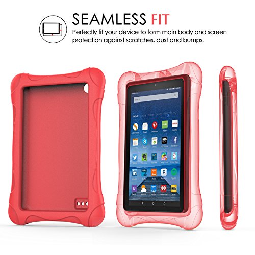 MoKo Fire 7 2015 Hülle – Superleicht EVA Stoßfest Kinderfreundlich Kinder Schutzhülle für Amazon Fire 7.0 Zoll (5. Generation – 2015 Modell), Rot - 7