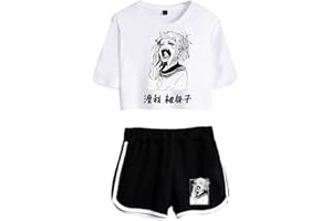 LKY STAR My Hero Academia Camisetas y Pantalones Cortos Deportivos Sets Anime MHA Cosplay Deku Shoto Conjuntos de Top y Pantalones para Mujer Niña