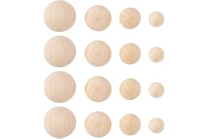 FASHEWELRY 120 mezze perline naturali rotonde in 4 dimensioni, in legno non finito, per progetti fai da te, artigianali, artistici e di design