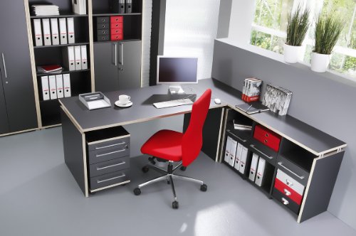 Germania 1691-58 Rollcontainer mit abschließbarer Schublade GW-Duo in der Farbe Anthrazit, 41 x 60 x 45 cm (BxHxT) - 4