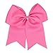 6 Inches Boutique Super Big Huge Large Grosgrain Ribbon Hair Bows Hair Tie Elastic Band Headband Girls Pigtail Holder (Shock Pink)