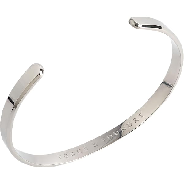 Forge & Foundry Bracciale da uomo regolabile in pelle nera
