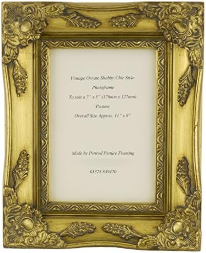 Antique Gold Shabby Chic Ornate Swept Vintage Picture Frame For a 7" x 5" (178mm x 127mm) Photo