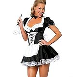 Discoball Ladies French Maid Costume Fancy Sexy Maid Outfit Cosplay Dress for Women Black