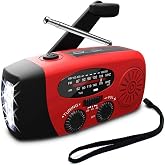 Dynamo Portable Crank Emergency Solar Radio with LED Flashlight, Am/FM Radio, 2000mAh Battery for Mobile Phone Charging, Hiki