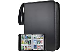 WOOLUCK® Segregator na Karty, Ochraniacz 9 Kieszeni 900 Kart, Wodoodporny Skórzany Pokrowiec z Zamkiem Błyskawicznym, Notatnik do Gier