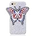 Produktbild iPhone 7 Hülle, Chreey Kreativ [Stickerei Schmetterling] Glitzer Pailletten Hardcase Schutzhülle Nationaler Stil Handyhülle [Silber]