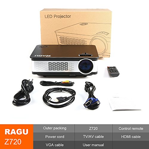 HD Beamer, RAGU 720P HD Video LCD Beamer Unterstützung 1080p, Heimkino Multimedia Video Office Projektor HD 1080P 5.8 „LCD Panel HDMI / VGA / AV / USB Eingang mit kostenlosem HDMI Kabel Unterstützung TV Laptop Spiel U Festplatte - 7