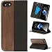 Produktbild NALIA Echt-Holz Handyhülle kompatibel mit iPhone 8/7, Handmade Natur-Holz Handy-Tasche Klapphülle Flip-Case, Dünnes Slim Kunst-Leder Hardcase, Wood Book Cover Smart-Phone Bumper, Farbe:Walnuss