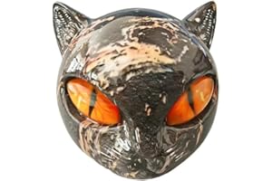 Generisch Schwarze Katzen-Steinskulptur, Schwarze Skulptur Eines Katzenkopfes, Handgeschnitzte Kristall-Heilungsstatue, Niedliche Katzenstatue Aus Heilstein Zum Stressabbau, Für Zuhause Oder Büro