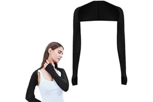 Bavooty UV Schutz Bolero,Armmanschette Kühlschal,Armmanschettes Fingerlöcher Sonnencreme Cooler,Shrug Armmanschette,Kühlschal Armmanschetten mit Handschuhe ärmel,Armstulpen Damen Arm,Schwarz,Schwarz