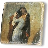 MANI Regalo - Prezioso Marmo Giallo Reale - cm. 10x10x1,2 - Hayez Francesco - Il Bacio - Oggetto Regalo - Oggetto d&rsquo;Arte - Oggetto di Designer - Made in Italy