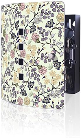 Fancy key box Quad made of stainless steel quality brand Burg-Wächter / more ingenious design key cabinet metal / ley locker magnetic with motive "Floral Wall Paper"