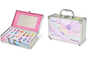 Martinelia Palette de Maquillage Enfant Licorne - Mallette Kit de Maquillage pour Fille : Rouge à Lèvres, Fard à Paupières, Vernis à Ongles Enfant, Blush Multicolores avec Miroir - Mallette en Métal