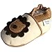 Soft Leather Baby boy Shoes with Suede Soles by Dotty Fish Cream and Brown Lion design (2-3 years)