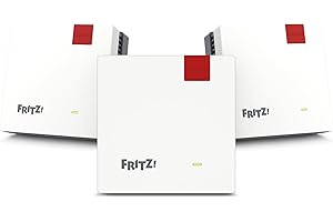‎AVM Fritz!Mesh Set 1600 3er-Set (3X Fritz!Repeater, ideal für Internetrouter oder Glasfasermodem (ONT), WLAN-Abdeckung für 5-7 Räume, Wi-Fi 6 mit bis zu 3.000 MBit/s, deutschsprachige Version)