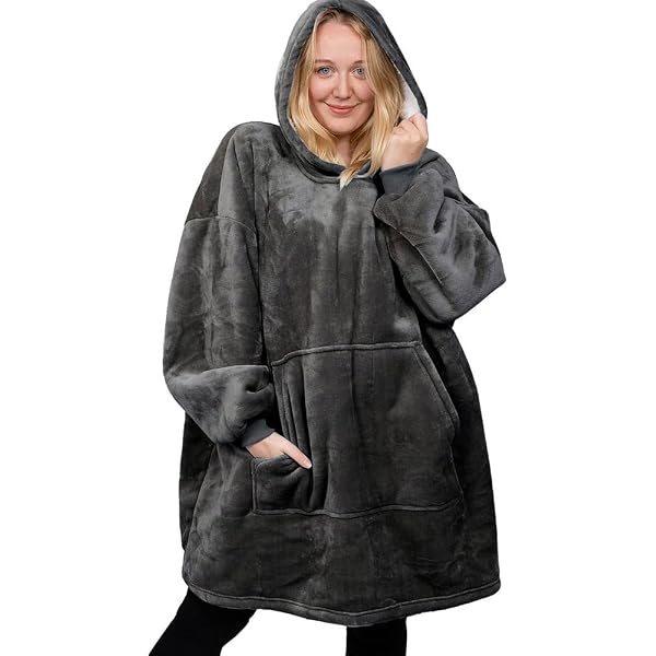 Peignoir Couverture à Capuche Sherpa - Flanelle Douce, Taille Oversize Avec Poches - Pour Maison, Hiver - 10