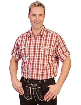 H1310 - erdbeer, grün - Trachten Herren Hemd mit 1/2-Arm - O´ZAPFT IS -