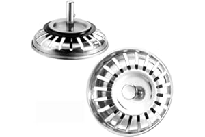 LUXXTORE Colador Fregadero, Universal, Tapón Desagüe, Colador Grueso Acero Inoxidable, Rejilla Cocina, Tamaño Ideal Fregaderos (diámetro: 80 mm)