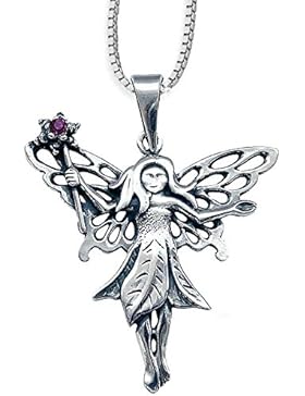 Zauberelfe Anhänger Amulett Elfe Elfenanhänger aus 925er Silber Schmuck mit Kette Halskette Silberkette Schmucksäckchen...