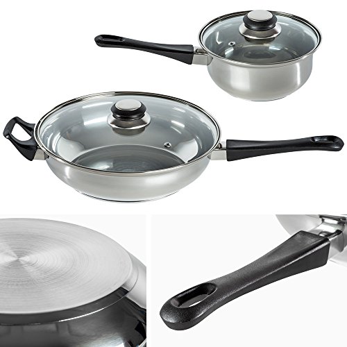 TecTake 12 teiliges Edelstahl Kochtopf Set mit Glasdeckel - 2