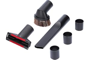 McFilter | Set di bocchette universali 6 Pezzi incl. Spazzola per mobili, Bocchetta per tappezzeria, Bocchetta per interstizi, Adattatore, Nero, Diametro di Collegamento 32/35 mm per Hoover