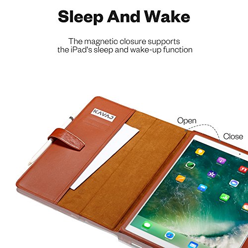 KAVAJ iPad Pro 12.9″ Hülle Echtleder Case „London“ für Apple iPad Pro 12,9 Zoll (2017) Cognac-Braun aus echtem Leder mit Stand und Auto Schlaf/Aufwachenen Funktion. Dünnes Smart Cover Schutzhülle Tasche - 3