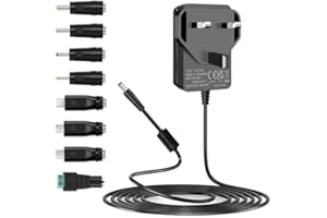 Mareisa 5V DC Power Supply, 5Vdc 3A 2A 1A AC Adapter, Charger for 5Volts Baby Monitor Bluetooth Speaker TV Box ADSL Cats HUB Android Device Breast Pump with 8 Tips DC Power Cord