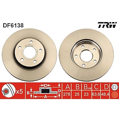 TRW DF6138 Disque de Frein Boîte, Set de 2