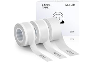 ‎MAKEID MakeID Etikettenband Kompatibel für L1/ Q1/ E1 Selbstklebendes Kunststoff als Schriftbänder 1 x 16mm Transparent+ 1 x 12mm Transparent+ 1 x 9mm Transparent