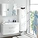 Produktbild Komplett Badmöbel Set  Badezimmermöbel Hochglanz weiß  100cm Waschtisch mit Unterschrank  Spiegelschrank mit Beleuchtung  Hochschrank Midischrank Unterschrank Hängeschrank  Schubkästen mit Softclose  B x H x T: 160 x 200 x 57 cm