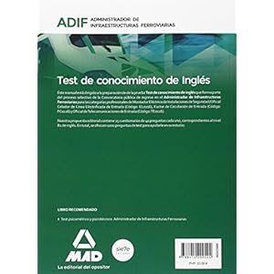 Test de conocimientos de inglés. Administrador de Infraestructuras Ferroviarias (ADIF)