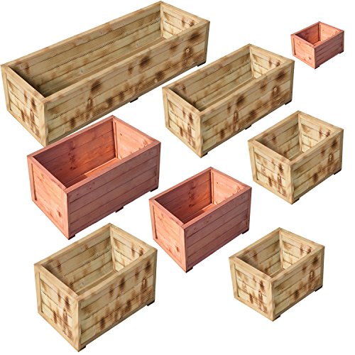 Blumenkübel Pflanzenkasten – aus Bochemit beschichtetem Massivholz – 120x40x32cm (LxBxH) – ideal für Garten oder Terasse - 4