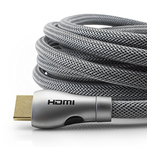 HDMI Kabel 5M – Silver edition – HDMI 2.0 a/b kompatibel – HDR / Ultra HD 4K (2160p) / Full HD 1080p – Hohe leistung mit 3D, Ethernet und Audio Return Channel (ARC) – Mehrfach Schirmung – Nylon umflochten - 3