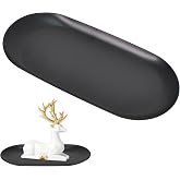 18 x 8.5 cm Oval Tray Black Stainless Steel Small Durable Decorative Candle Tray Serving Tray for Desserts Cosmetics Jewellery Candles