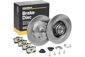 RIDEX Kit de discos de freno y pastillas 3405B1132 Eje trasero con anillo sensor magnético incorporado con cojinete rueda macizo compatible con OPEL Crossland X P17, P2QO, PEUGEOT 207 WA, WC 207 SW WK