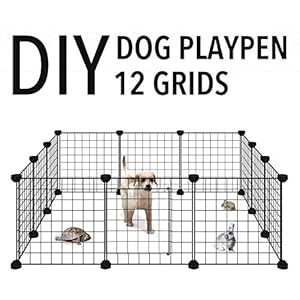 ALLISANDRO Conejo Conejillo de Indias Parque Infantil [Paneles 35x35cm X12] Jaula de Animales pequeños con Puerta Valla de Patio portátil Interior Pequeña Perrera Tienda de Valla de Jaula de Perrera