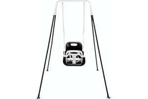 FUNLIO Columpio para Infantil con 4 Sacos de Arena, Columpio para Niño/Bebe Muy Resistente en Parque de Jardin/Exterior/Interior, Soporte de Metal Plegable e Instrucciones - Negro