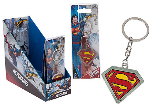 Joy Toy 301025 Superman Logo Metal Clave Cadenas sobre Tarjeta de Plato de Soporte en una Pantalla