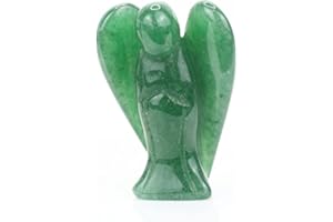 OUUBUUY Angelo di cristallo del Aventurina verde, piccola scultura dell'angelo custode, pietra di guarigione del cristallo, cristallo di guarigione del quarzo rosa, angelo fortunato del fascino 1.5 pollici