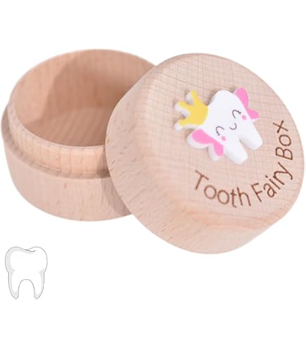 LEADSTAR Scatola per Denti da Latte,Realizzata a Mano in Legno Durevole Box Decidui Salva Ricordi di Ragazzi,Scatola per Denti Carini per Ricordi per Bambini