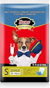 Dono Disposable Dog Male Jeans Super Absorbent Soft Pet Diapers Doggie Wraps for Male Puppy Dogs,Leak Protection Excitable Urination or Incontinence (Samll)
